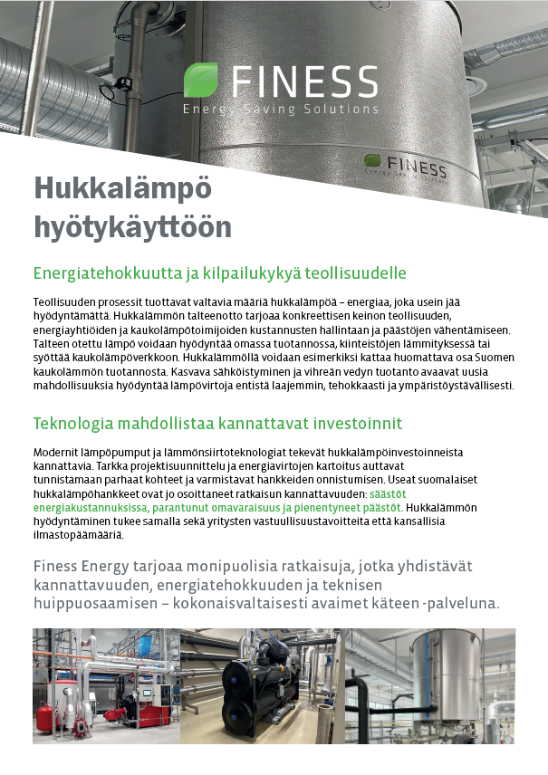 Hukkalämpö Hyötykäyttöön Finess Energy Oy